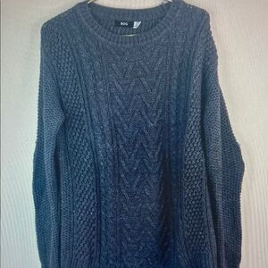 BDG Women's Cable Knit Crewneck Sweater in Charcoal Gray